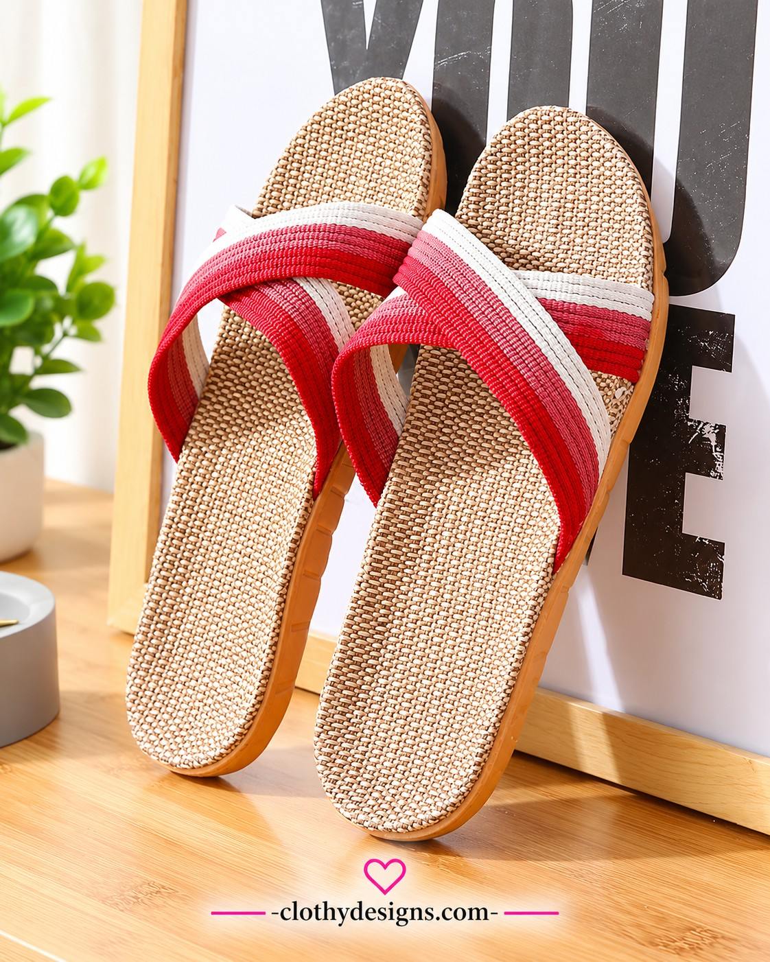 Women’s Linen House Slippers – Breathable Summer Indoor Slides with Anti-Slip Soles